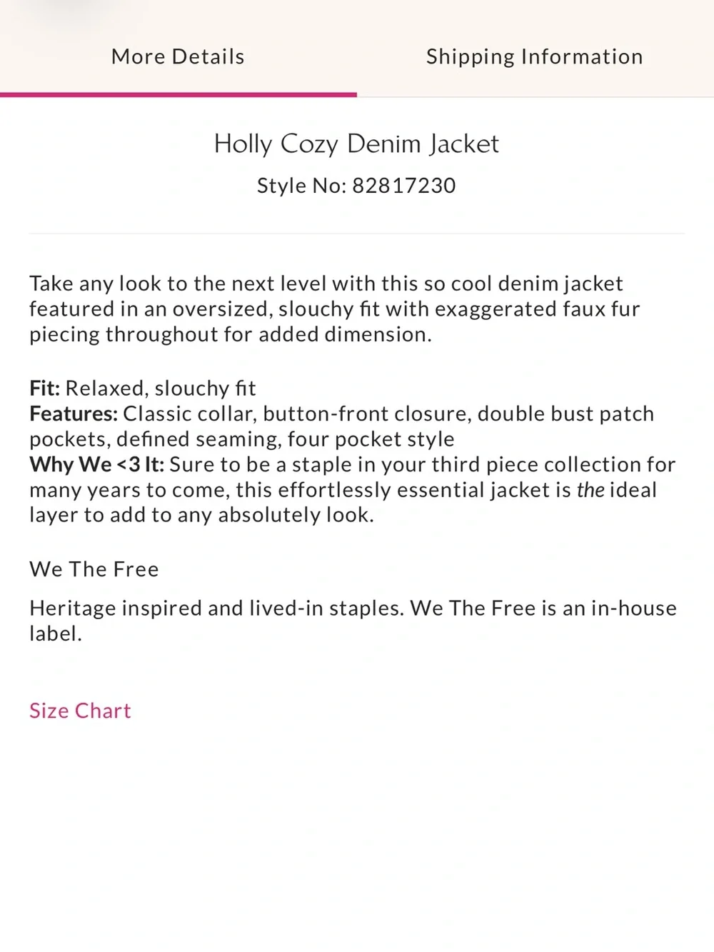 NWT Free People x We The Free Holly Cozy Denim Sherpa Jacket Sz XL